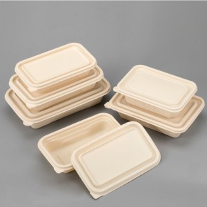 Square shape eco friendly compostable disposable food storage containers takeaway corn starch biodegradable food container