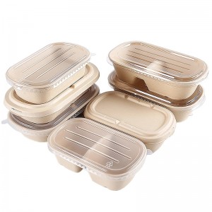 Takeaway fast food packaging boxes bagasse food packaging containers with clear cover compostable sugarcane container