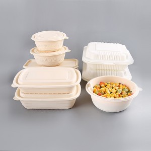 Biodegradable cornstarch fast food packaging box rectangle takeaway food container lunch box degradable