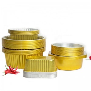 Heatable food packaging box gold heat preservation lunch box recyclable takeaway aluminum foil food container