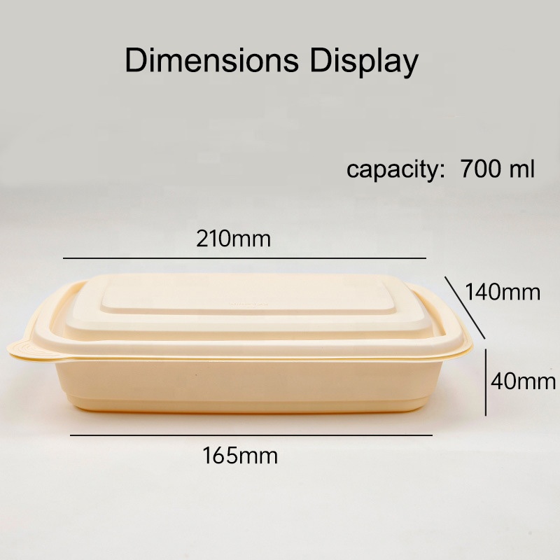 Environmentally friendly packaging fast food packaging box biodegradable cornstarch rectangle takeaway food container