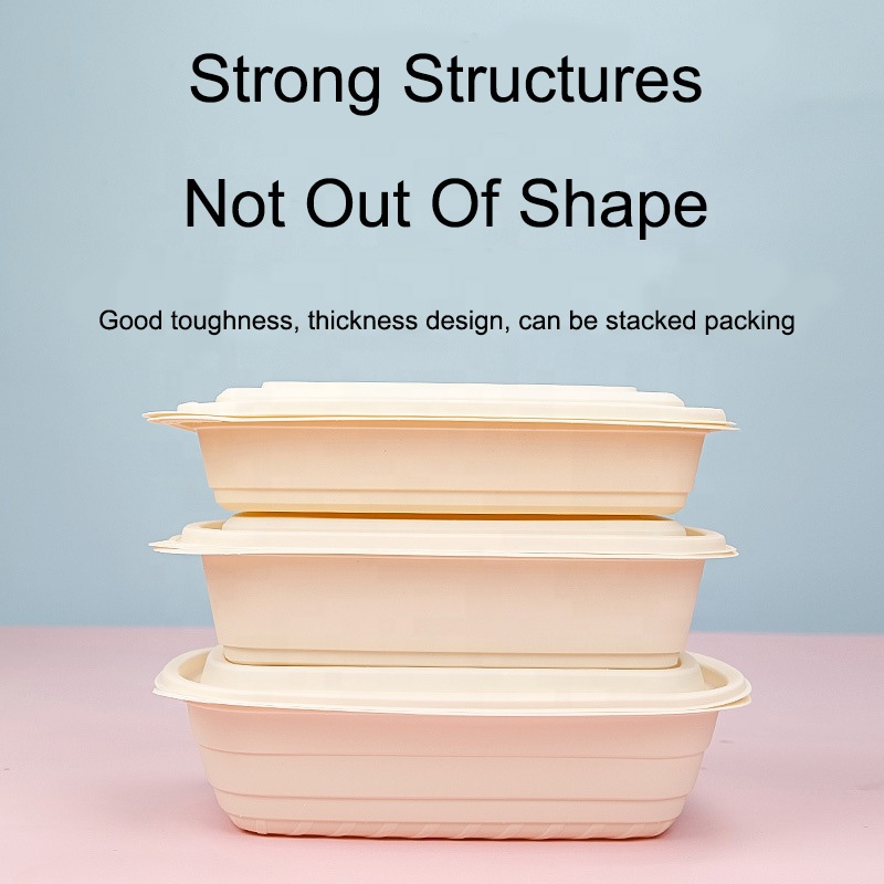Biodegradable cornstarch fast food packaging box rectangle takeaway food container lunch box degradable